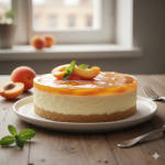 sütés nélküli barackos sajttorta, csokis kekszalappal,