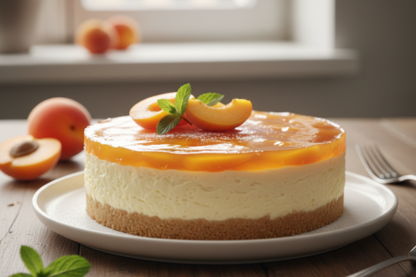 sütés nélküli barackos sajttorta, csokis kekszalappal,